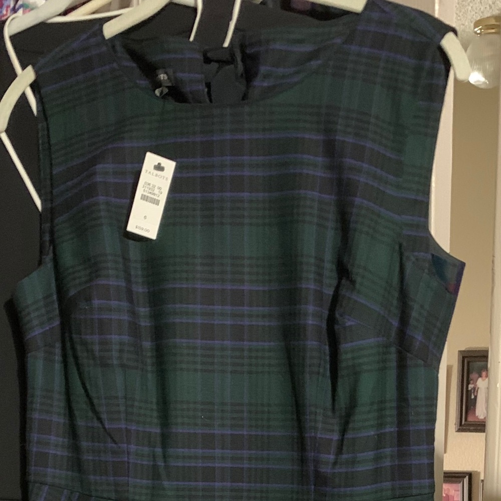 Gingham sleeveless wool blend Dress, size 6